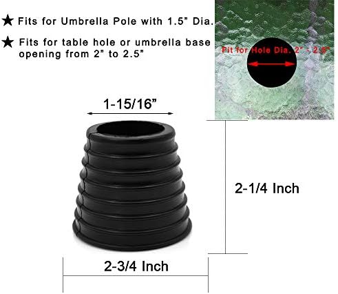 DGQ Terasz Esernyő Kúp Esernyő Ék Plug Kerti Asztal Lyuk, Nyílás 2-2.5 Inch (Fekete)