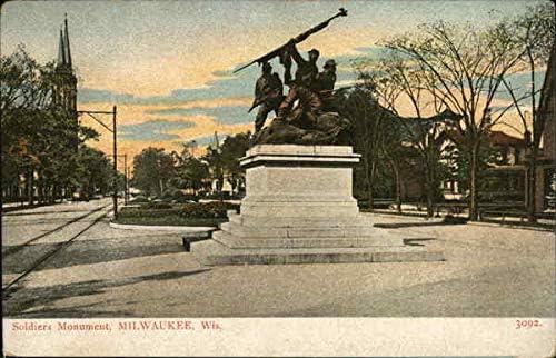 Katonák Emlékműve, Milwaukee, Wisconsin WI Eredeti Antik Képeslap