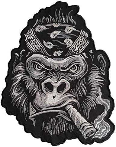 Gorilla Füstölgő Szivart Kendő Fejpánt, 10 x 8 cm, a Vas, A - Nagy Patch, Motoros, Mellény, Kabát