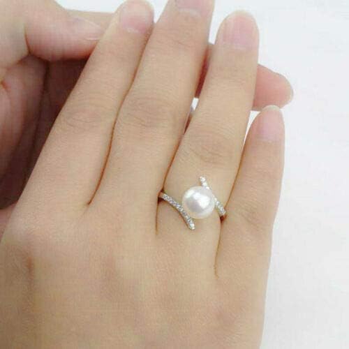 (4) Vintage Nők Fehér Gyöngy 925 Ezüst Esküvő, Eljegyzés Javaslat Gyűrű Méret 6-10 (7)