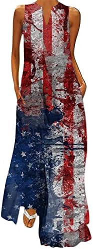 KUAILEYA Memorial Day Dress Függetlenség Napja Női Alkalmi Plus Size V Nyakú Ruha Ujjatlan Napi Divat Amerikai 4