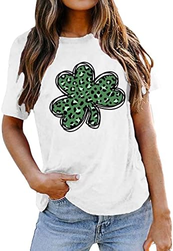 Grafikus Póló Női Szent Patrik Nap Pólókat Ír Shamrock Lóhere Leopárd mintás T-Shirt Rövid Ujjú Ünnep Maximum