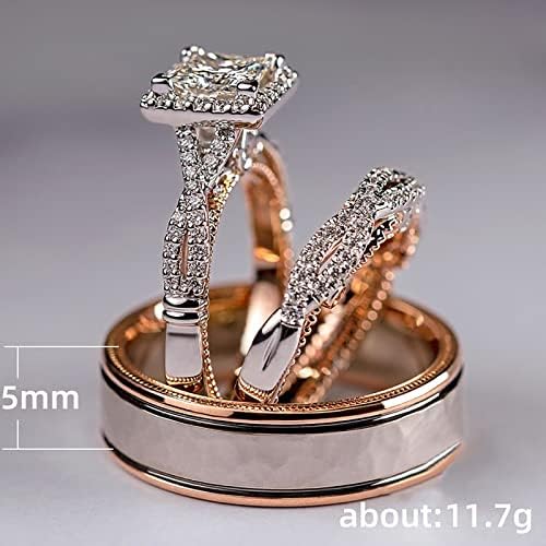 2023 Új Gyűrű Szétválasztás Rose Szín Három Darab Gyűrű, Arany Pezsgő Cirkon Gyűrűk Valentin Gyűrűk a Nők (Rose Gold, 7)