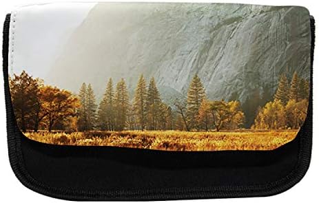 Lunarable Yosemite tolltartót, Sárga, Száraz Őszi Levelek, Szövet, Toll, Ceruza, Táska, Dupla Cipzár, 8,5 x 5.5, Narancs, Szürke