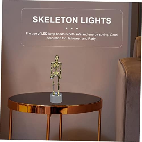 SEWACC Koponya Lámpa Étkező Asztal Dekoráció Étkező Dekoráció Asztal Halloween LED Lámpa Arany Műanyag 3D Ajándék Csontváz