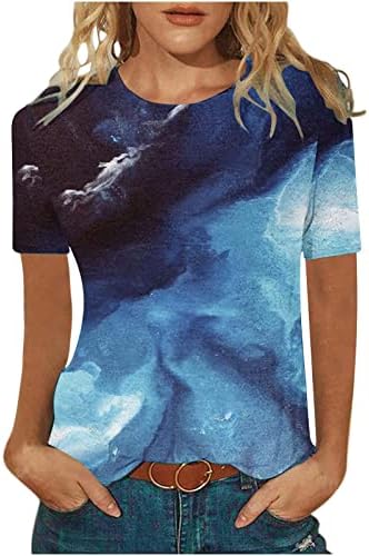 Ki Felsők Női Divat Erezettel Nyomtatott póló Nyári Alkalmi Felső Alapvető Laza Sleeve Póló Blúz Tunika