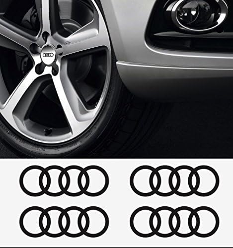 Audi Ringe felni - féknyereg - tükör matrica - 4 db-a Készlet 60mm (fekete)