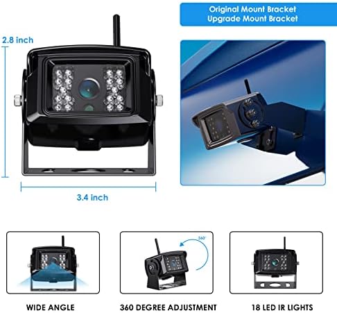 Digitális Vezeték nélküli Biztonsági Kamera Rendszer, Kit,Nem Interferencia,IP69 Vízálló Vezeték nélküli tolatókamera 7 Inch LCD