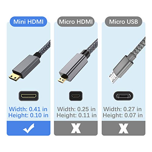 Elebase Mini HDMI-HDMI Kábel 6.6 FT,4K 60Hz Mini HDMI Kábel Kompatibilis a DSLR Fényképezőgép,Videokamera,Grafika, Videó Kártya,Laptop,Pico