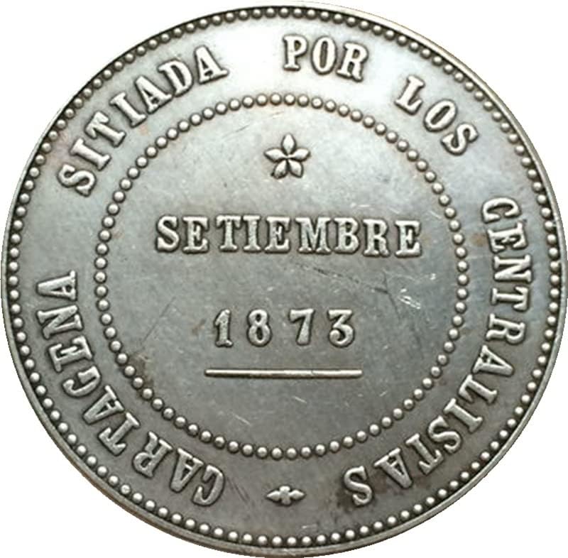 1873 Spanyol Érmék Réz Ezüstözött Antik Érmék, Érme, Kézműves Gyűjtemény Csapás