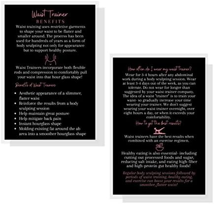 Derék Edző Előnyök/GYIK Infocards | 30 Csomag | 4x6 - os Nagy Képeslap Méretű | Fekete Rosey Rózsaszín Design
