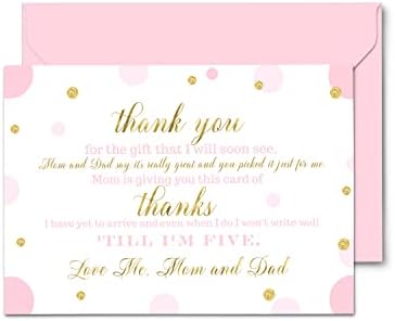 Rózsaszín, Arany Baba Zuhany Köszönöm Kártyák Boríték (15 Db) Előretöltött Megjegyzés a Lány – Egyéni Notecards megköszönni, hogy