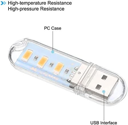 PATIKIL USB Night Lights, 6db 1W 3 LED Lámpa Gyöngyök Fény Stick 35cm Férfi-Nő Rugalmas Hattyúnyak Kábelt a Beltéri, Kültéri, Fehér