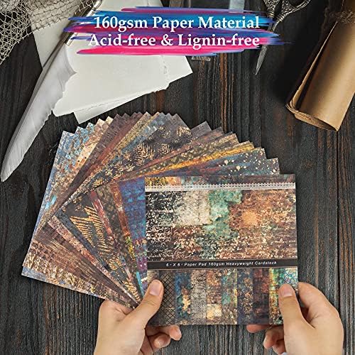 YARUMI Mintás Papír Pad Kártya-Készítés, 6 x 6 Vintage Scrapbook Papír Pad Kártyaköteg Papír Pad, 160 Gsm Egyoldalas Tervező Papír Ünnep