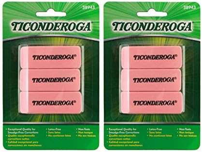 Dixon Ticonderoga - (38943) Ticonderoga Rózsaszín Szegfű Radírok, (Közepes), (2-5/16 13/16 által 7/17 Hüvelyk) (2-Pack 3)