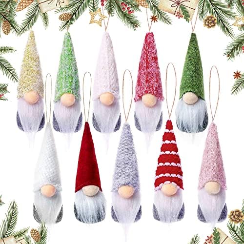 Törpék Karácsonyi Dekoráció Fa Dísztárgyak, 10 DB Lóg Mini Gnome Plüss tomte barátja Skandináv Karácsony Otthon Dekor Beltéri Nyaralás