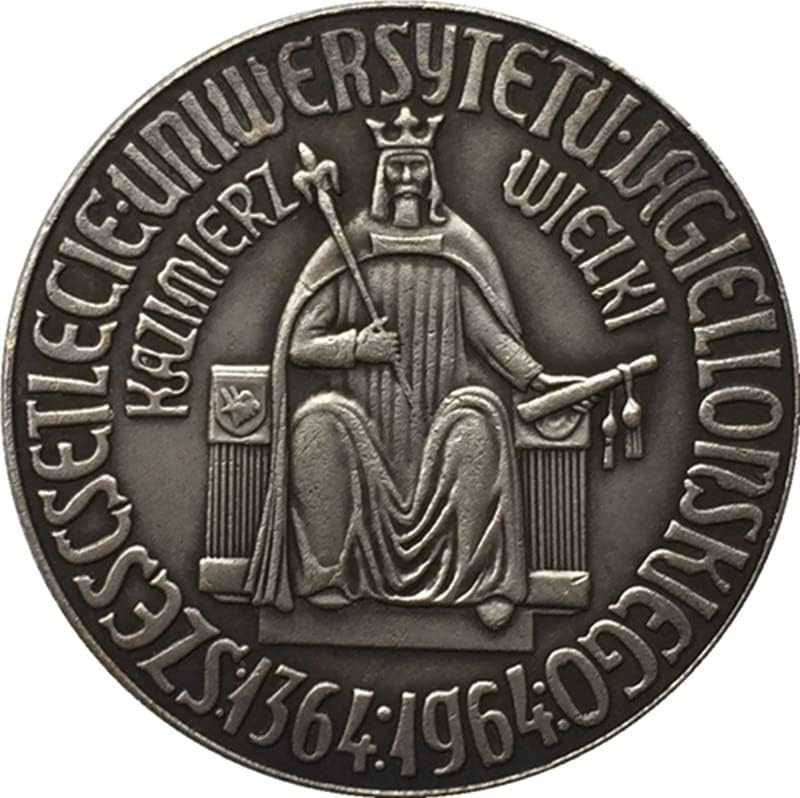 1964 Lengyelország Érmék Réz ezüstözött Antik Érmék Külföldi Érmék Emlékérmék kézműves Gyűjtemény