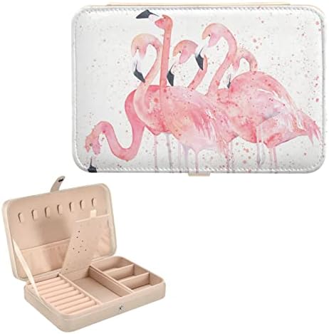 innewgogo Akvarell, hogy a Flamingó Rózsaszín Kis ékszerdoboz PU Bőr Ékszerek Szervező Utazási Karkötő Szervező Tárolási