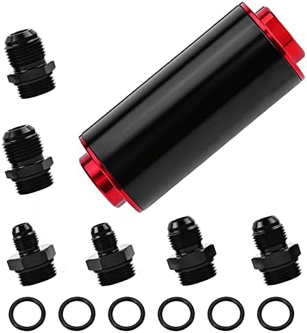 50mm 100 Mikron Inline Üzemanyag Szűrő 6AN 8AN 10AN Alumínium Üzemanyag/Gáz/Benzin Szűrő Adapter Szerelvények Egyetemes Cleanable(Piros)