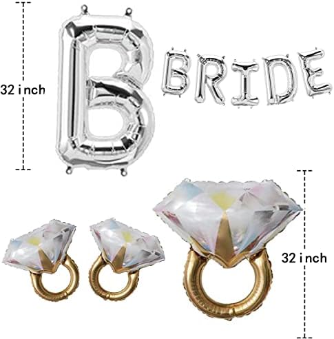 Gifloon Nagy Menyasszony Lufi Ezüst, 2 Gyűrű a Lufi lánybúcsú Lánybúcsú Eljegyzési Parti Dekoráció, Ezüst