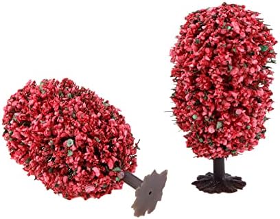 Bitray Rózsaszín Modell Miniatűr Fák, Növények 3.7-es Magasság Modell Fa Tavaszi Táj Műanyag Fák DIY Kézműipari Épület Modell -8db
