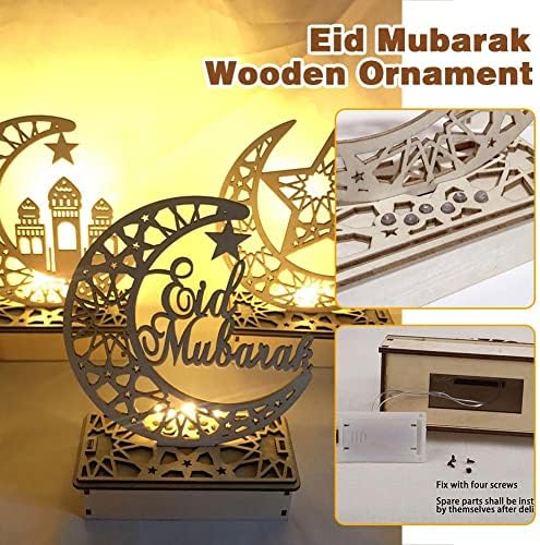 Eid Ramadan Mubarak Lámpa Dekoráció,3D Kézzel készített Fa Hold, Csillag LED Dekoráció,Muszlim Emléktábla Alá Dísz, Fal, Ajtó, Ablak Dekoráció,
