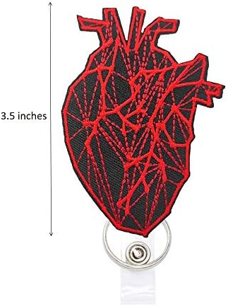 Reeleer Geometriai Szíve X-Ray Tech Kardiológus Jelvény Tárcsák Behúzható, a Krokodil csipesszel, majd kulcstartó, 24 centi Vastag