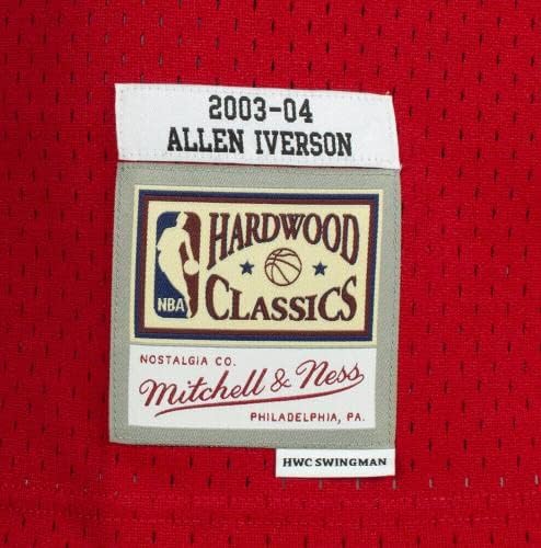 Allen Iverson Aláírt 76ers 2003-04 Fekete/Piros Mitchell & Ness Jersey PSA ITP - Dedikált NBA Mezek