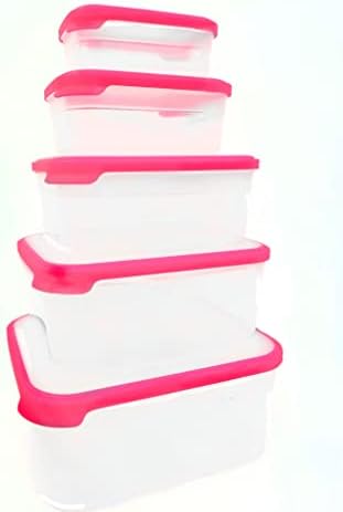 HELSIM Rózsaszín 10 Darab Konténer Szett Fedél a Tároló, Ebéd, valamint Vacsora Előkészítő, Mosogató & Mikrohullámú sütőben