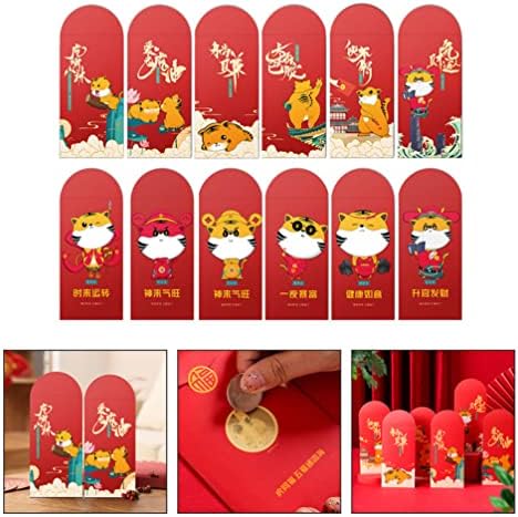 BESTOYARD Esküvői Dekoráció 12 Beállítja, hogy a Kínai Vörös Borítékok Szerencse, Pénz, Zodiákus Ajándék Borítékok, Csomagok DIY