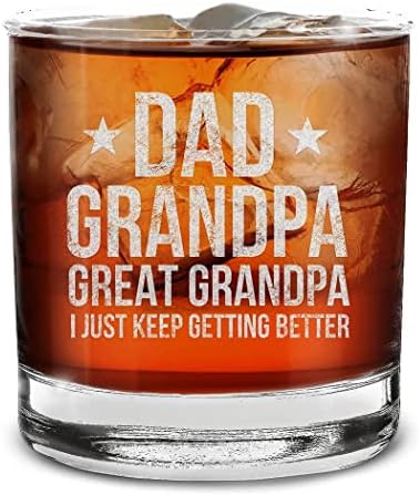 shop4ever® Apa Nagypapa Nagy Nagyapa Csak Egyre Jobban Gravírozott Üveg Whiskey apák Napi Ajándék