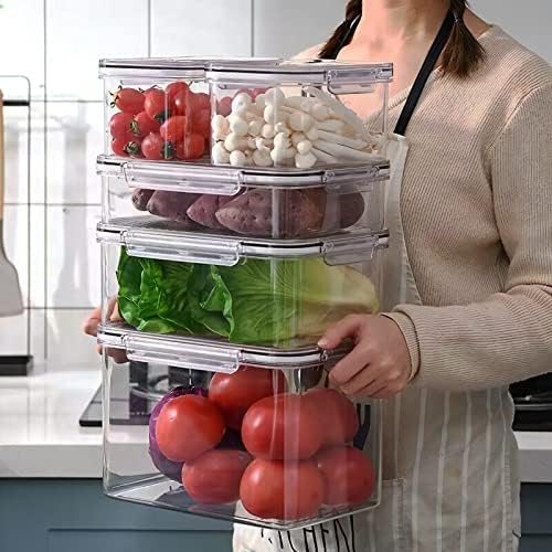 MineSign 5Pack Műanyag Rakható Ételt tartalmazó edényt Légmentesen záródó Fedő Tiszta Refrigeraotr Szervező Tartályok Előállításához
