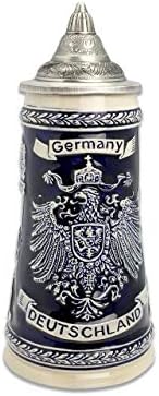 0.7 Liter | OktoberfestHaus Deutschland német Adler (Sas) korsó Sör Kupa Kobalt Kék Vésett Városok Németország Fedő Jarra de