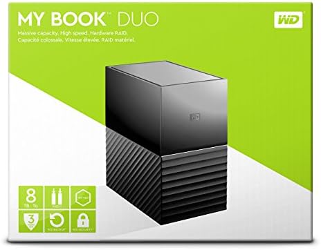 WD 8TB A Könyv Duo Asztali RAID Külső Merevlemez - USB 3.1 - WDBFBE0080JBK-NESN (Felújított)