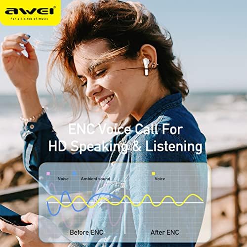 AWEI T61 Vezeték nélküli Bluetooth-Fülhallgató - zajszűrő Fülhallgató az iPhone, illetve Android - Vízálló Gaming Fülhallgató