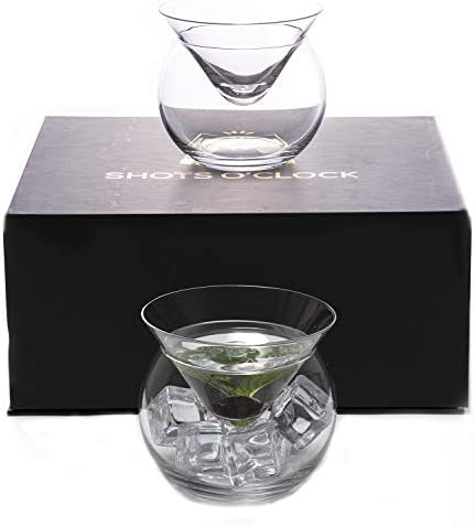 LEMONSODA Stemless Martini Szemüveg Hűtő Készlet 2 - Elegáns Koktél Pohár Szett Cavier Szerver Bowl - Gyönyörű, Bár Martini Ajándék