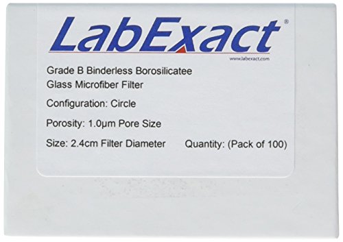 LabExact 1200218 B Minőségű Üveg Mikroszálas Szűrő, Binderless Boroszilikát Üveg, 1.0 µm, 2.4 cm-es Csomag 100)