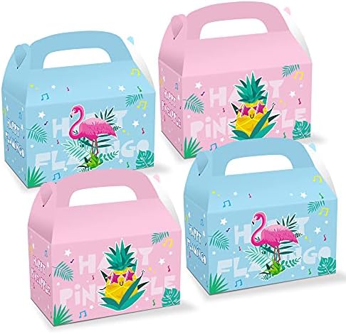 12 Db Flamingo Fél Zsák Ananász Ajándék Táskák Hawaii Komámasszony Candy Kezelni Táskák Luau Parti kellékek fogantyúval Flamingo Témájú Szülinapi