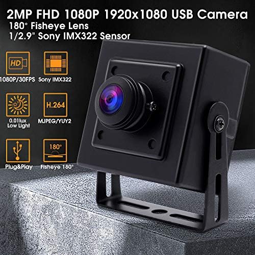 SVPRO Mini USB Kamera 1920x1080 HD USB Webkamera 180 Fokos Halszem Web Kamera 2MP a Sony IMX323 Érzékelő Alacsony Fény Ipari USB Kamera Alumínium