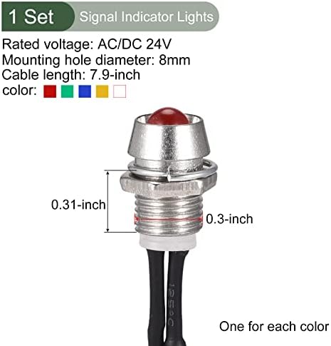 YOKIVE 5 Db LED Jelzőfénye nem világít, a Panel Mount Fém Shell, Könnyen Kapcsolatot, Nagy a Szerszámgép (Piros, Sárga, Kék, Zöld, Fehér, AC/DC