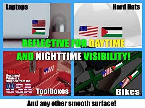 (x10) 3M Fényvisszaverő, Palesztina, amerikai Zászló Matricák | Sokoldalú Biztonsági Matricák | Kemény kalapok, laptopok, kerékpárok,