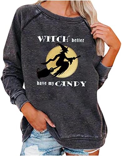 Halloween Melegítőfelső a Nők Levelet Grafikus Ing, Hosszú Ujjú Sleeve Póló T-Shirt Alkalmi Nyomtatás Pulóver Felső