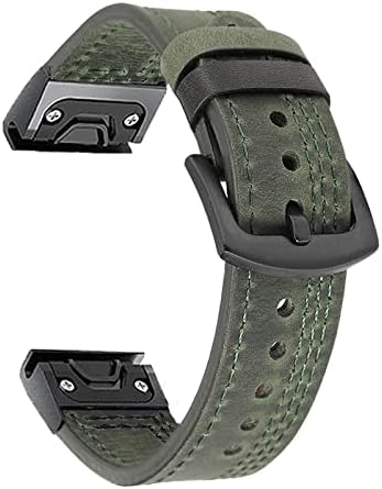 DFAMIN Sport Bőr Watchband Szíj, a Garmin Fenix 6X 6 Pro 5X 5 + 3 HR 935 945 22 26mm EasyFit gyorskioldó Okos karkötő (Szín : Zöld,