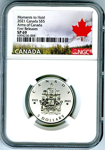 2021 CA Kanadai Királyi Pénzverde Karok Kanada ELSŐ KIADÁSOK $5 SP69 NGC