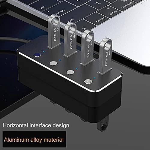 HGVVNM Alumínium Ötvözet 4 portos USB 3.0 Hub-Al-Control Switch HUB 60/120cm Kábel Max 5Gbps Splitter (Szín)
