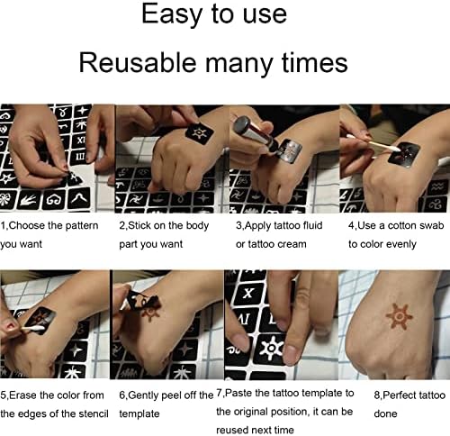 A Henna Tetoválás Stencil Nők, Nagy Méretű Ideiglenes Tetoválás Sablonok Virágok Szavak Újrafelhasználható DIY Tetoválás Sablon