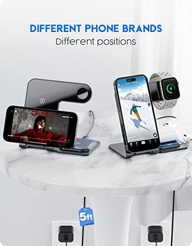 Vezeték nélküli Töltő, 3 az 1-ben Vezeték nélküli Töltő Állomás Apple Telefon, Alumínium Ötvözet Töltő Dokkoló iPhone14/13/12/11/X/8-As