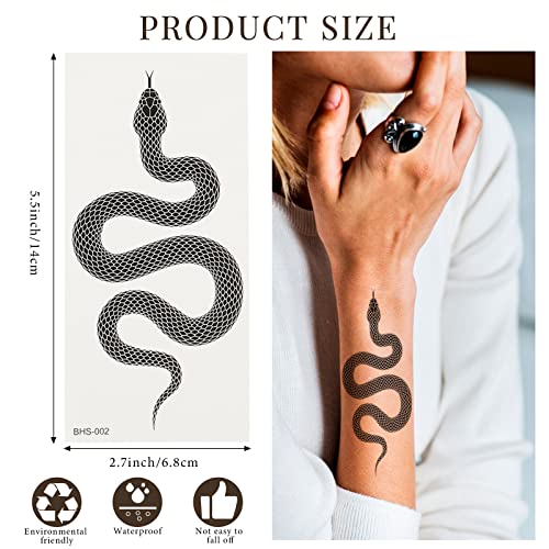22 Lap Reális Kígyó Ideiglenes Tetoválás, 3D Törzsi Kígyó Tetoválás Virágos Kard Kígyó Hamis Tetoválás Vízálló Kígyó Tetoválás Matricák a Nők