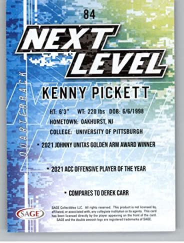 2022 Zsálya Magas Sorozat 84 Kenny Pickett Következő Szintre Pittsburgh RC Újonc Labdarúgó-Trading Card