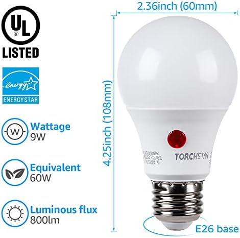 TORCHSTAR Alkonyat Hajnal Izzók Kültéri Csomag LEONLITE Smart LED Fel, Le, Fali Lámpa, 4-Pack-Érzékelő 19 LED Izzó, 2700K Puha,